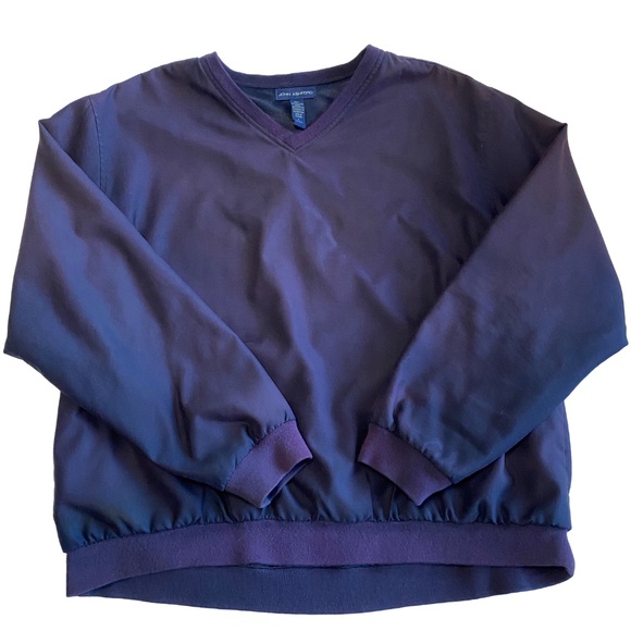 JOHN ASHFORD Purple Pullover Jacket V neck Zipper Pockets L EUC - Picture 1 of 12